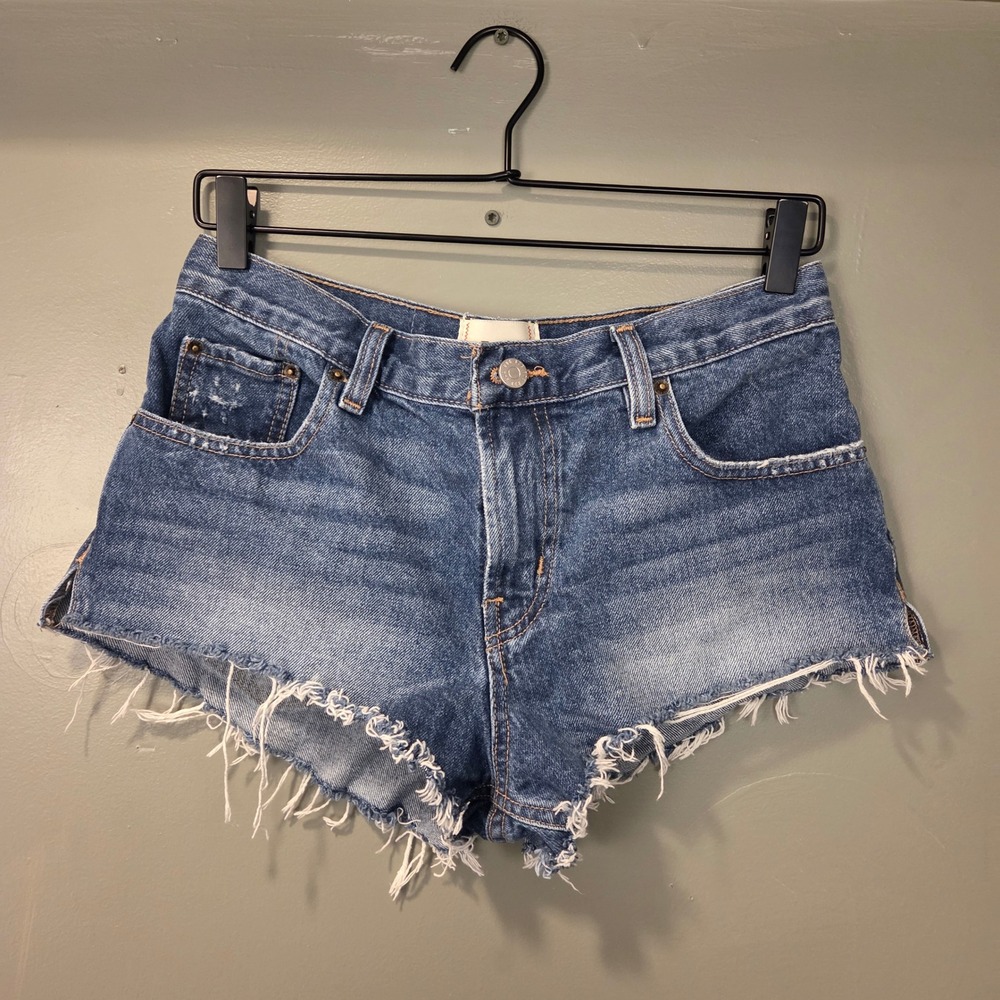 BDG Women's Mini Cutoff Jean Shorts Size 27 Distressed Medium Wash Denim